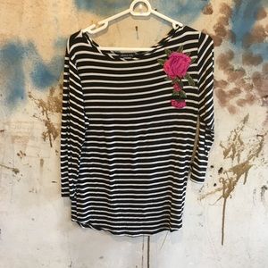 Olivia Blu black and white striped shirt